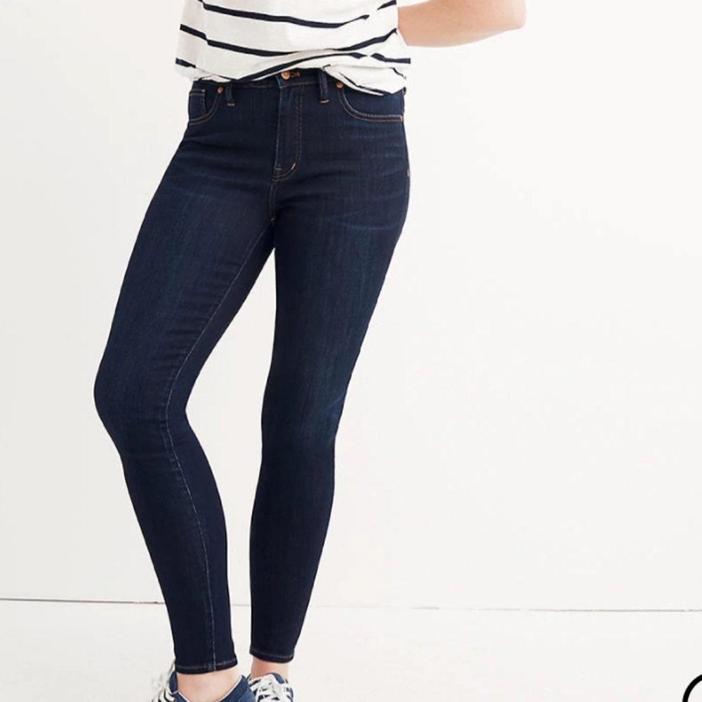 Madewell Women's Skinny Dark Blue Mid Rise Jeans Size 28 - Picture 2 of 9